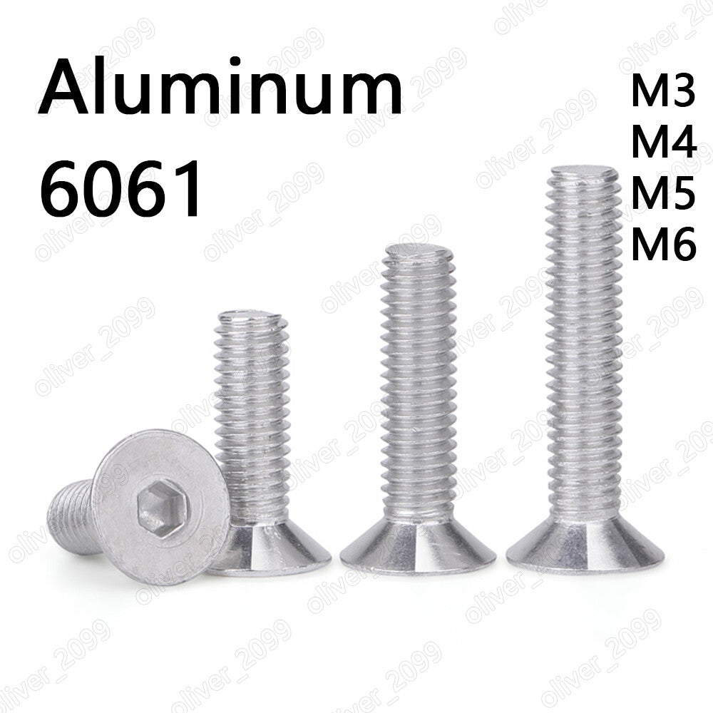 Aluminum Alloy 6061 Hex Socket Countersunk Flat Head Screws M3 M4 M5 M6