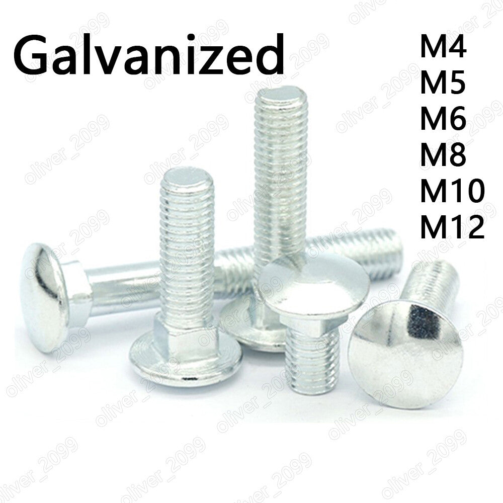 Galvanized Steel Cup Head Square Neck Bolts Screws M4 M5 M6 M8 M10 M12