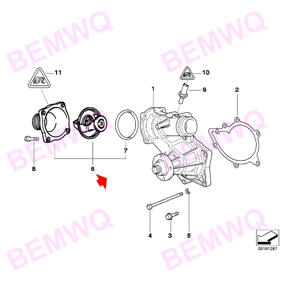 ya 11 10.28 Engine coolant thermostat 11531436386, suitable for 00-06 E53 X5 540i 740iL