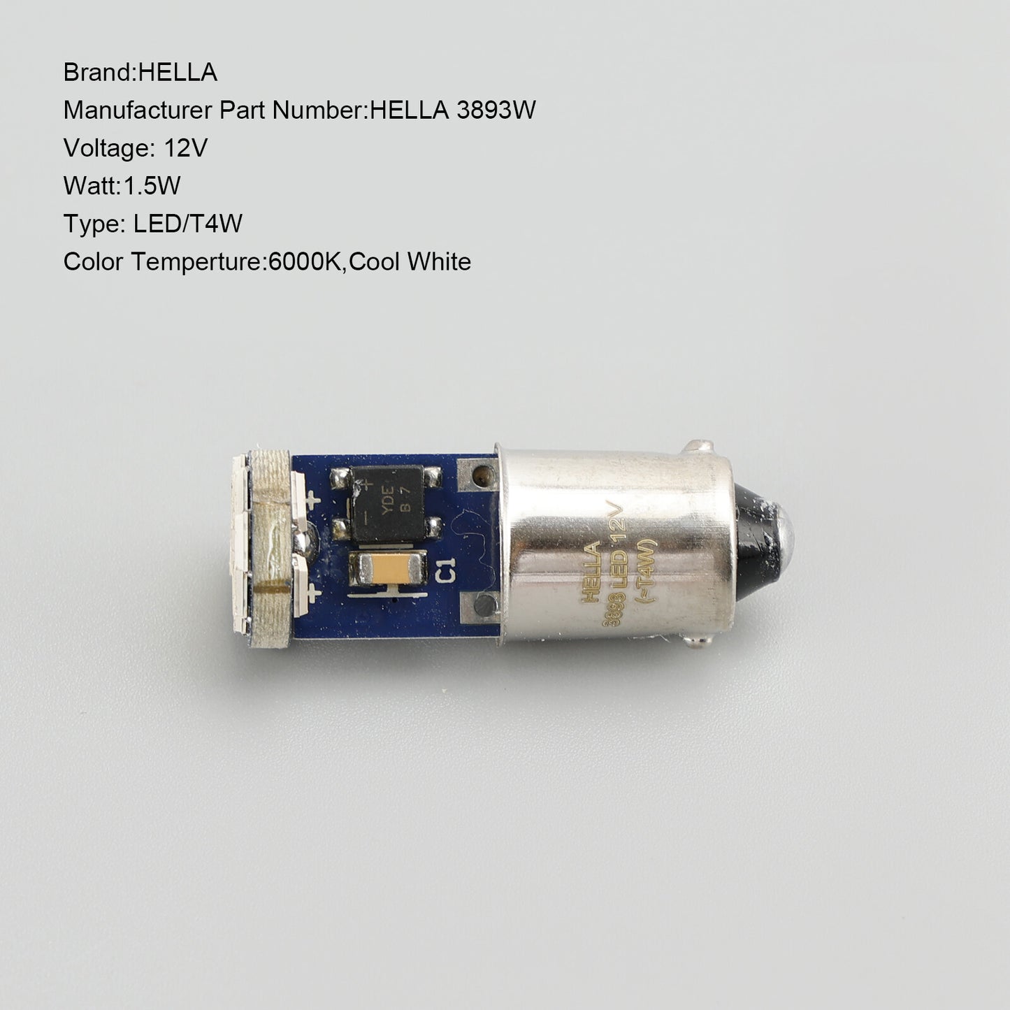ya 1 8.5.2 10X For LED Retrofit 3893W T4W 12V 1.5W BA9S 6000K U1