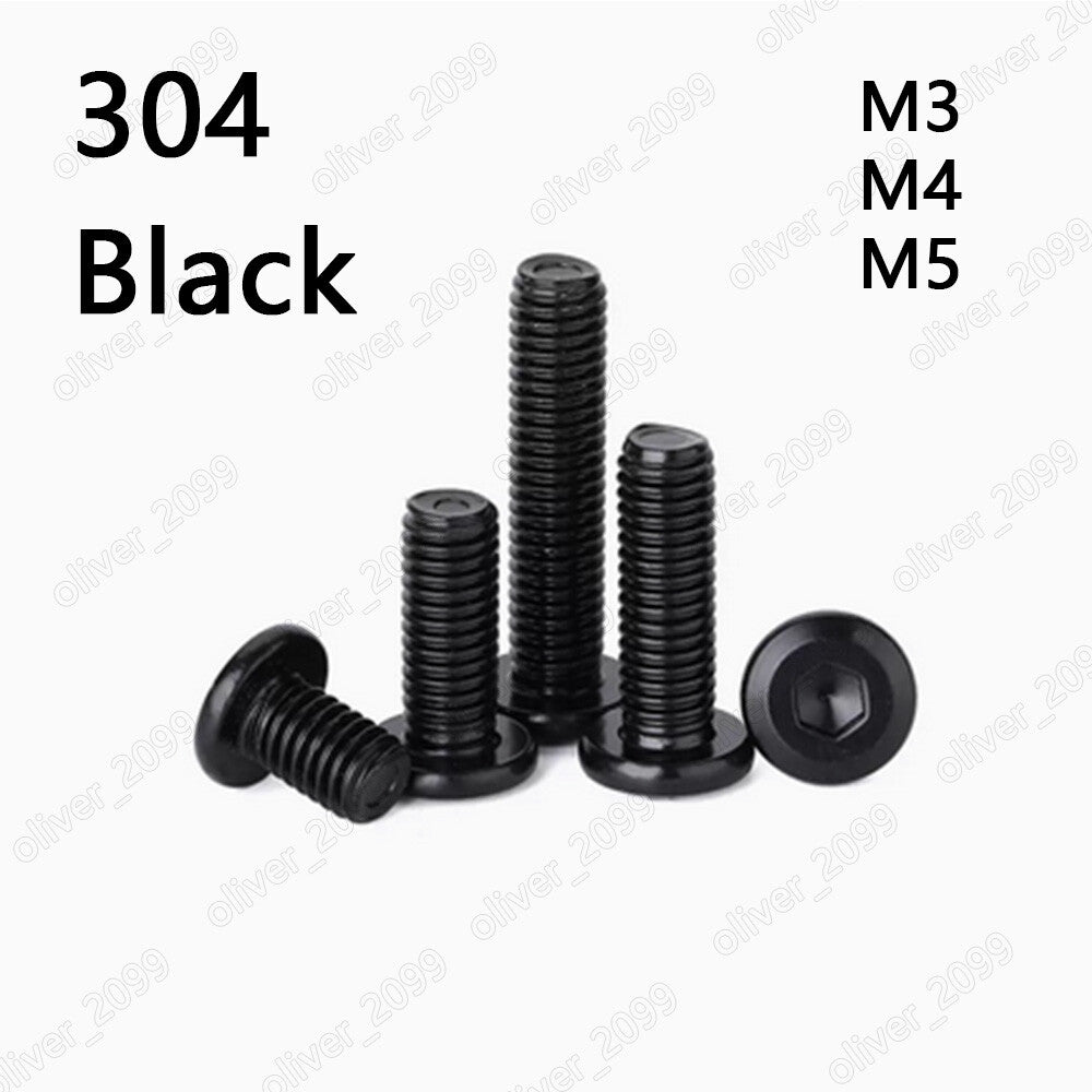 Black 304 Stainless Steel Furniture Connector Bolts Hex Socket Head Screws M3-M5