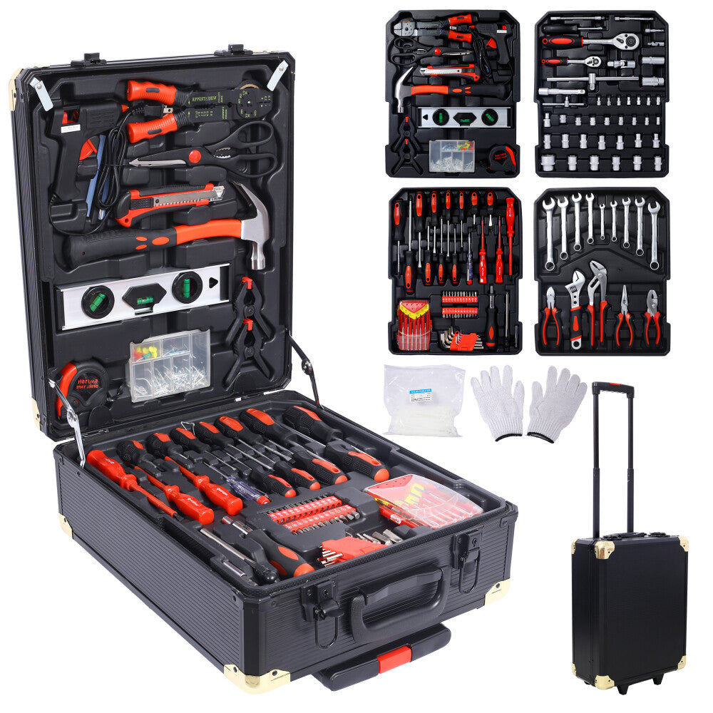 ya 28 969pcs Black Home Repair Tool Kit w/4-Drawer Rolling Toolbox