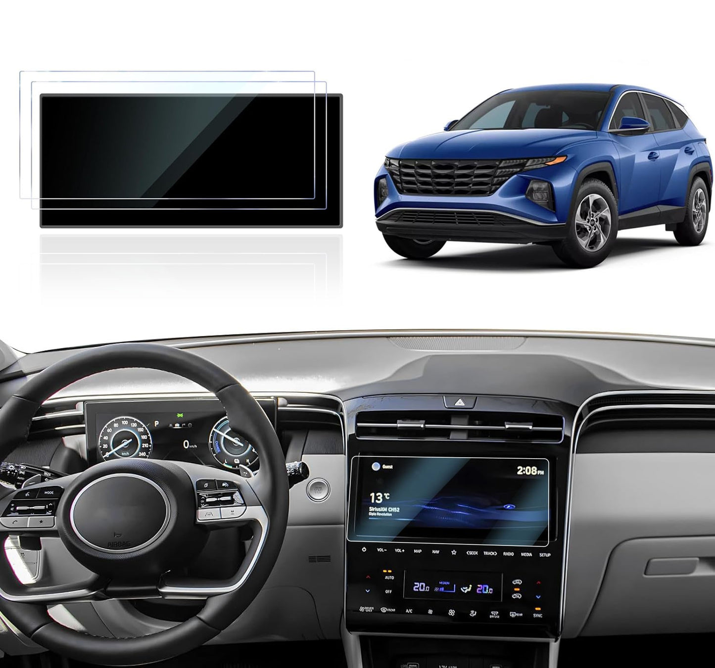 ya 1 7.4 8inch HD Car Touch Screen Protector Cover Fit for Hyundai for Tucson 2022 2023 2024