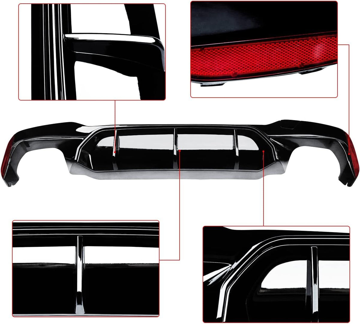 ya 10 10.28 Gloss Black Rear Diffuser Bumper For G30 G31 G38 5 M Sport 2017-2023 n