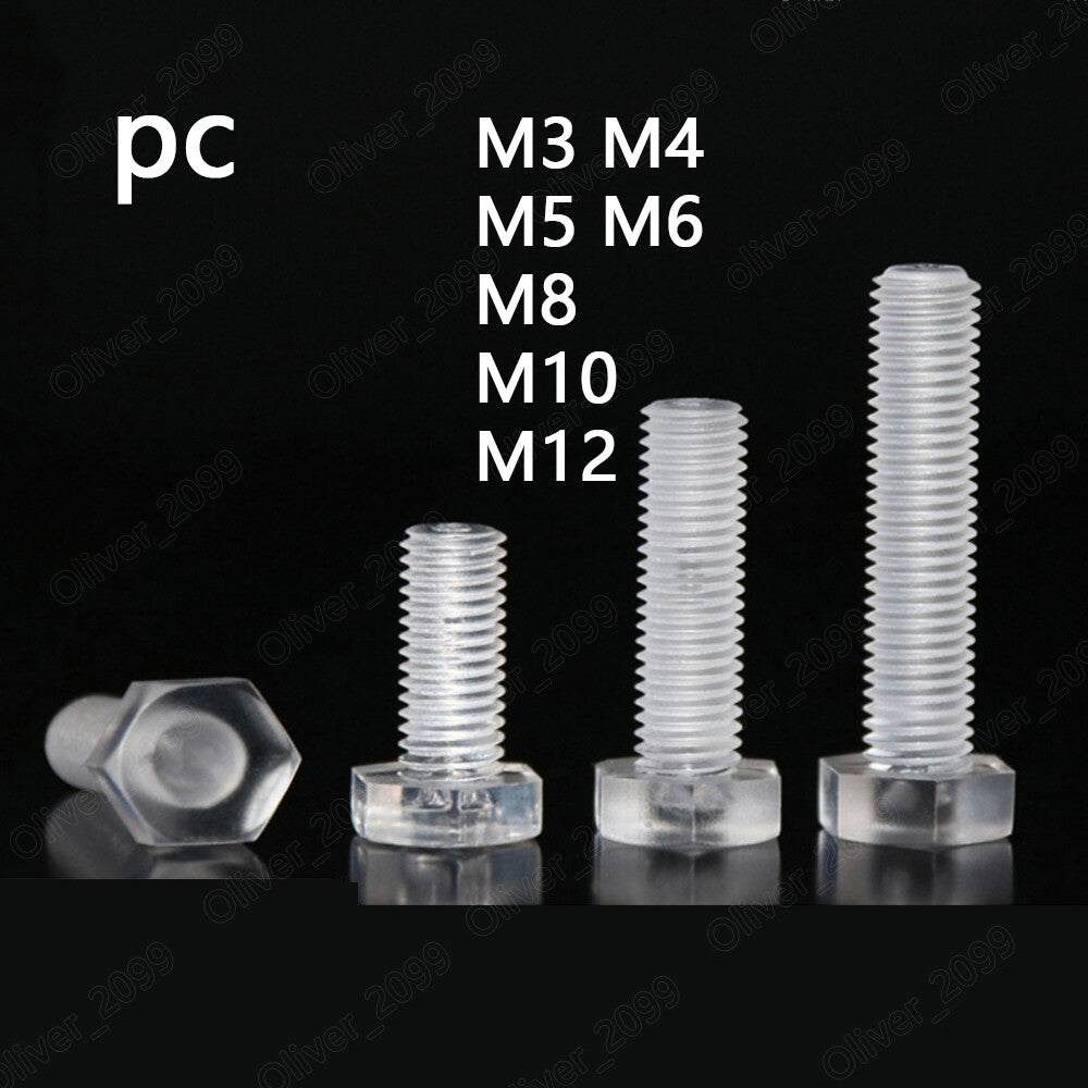 PC Polycarbonate Plastic Hexagon Head Screw Cap Head Bolt M3 M4 M5 M6 M8 M10 M12