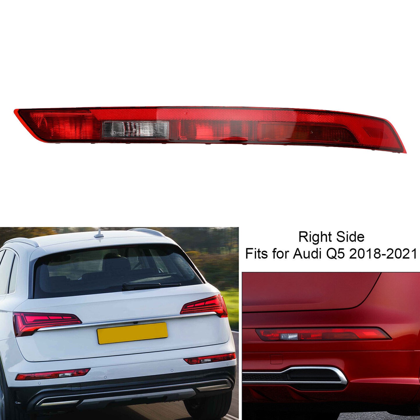 ya 1 8.5.2 Right Rear Bumper Lower Tail Light Brake Stop Lamp for Audi Q5 18-21 US Ver.