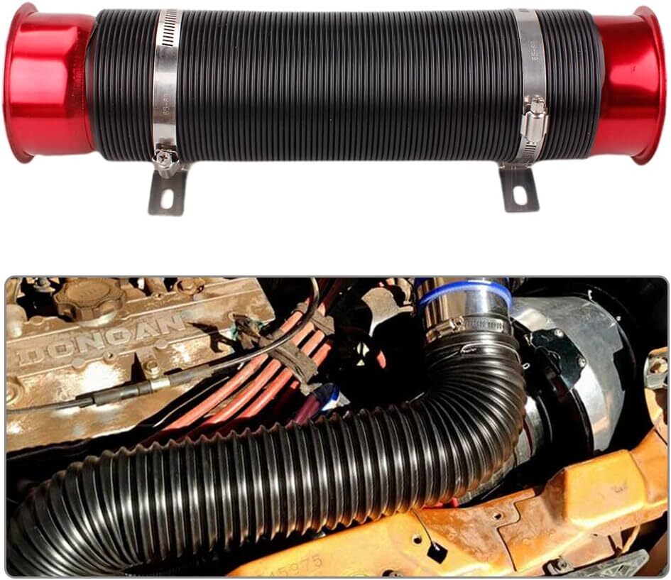 ya 5 8.7 3 Inch 76mm Flexible Car Cold Air Intake Hose Filter Tube Telescopic Tube Red