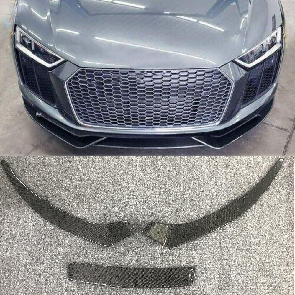 ya 27 6.18.2 Carbon Fiber Car Front Bumper Spoiler Lip for Audi R8 Coupe 16-19