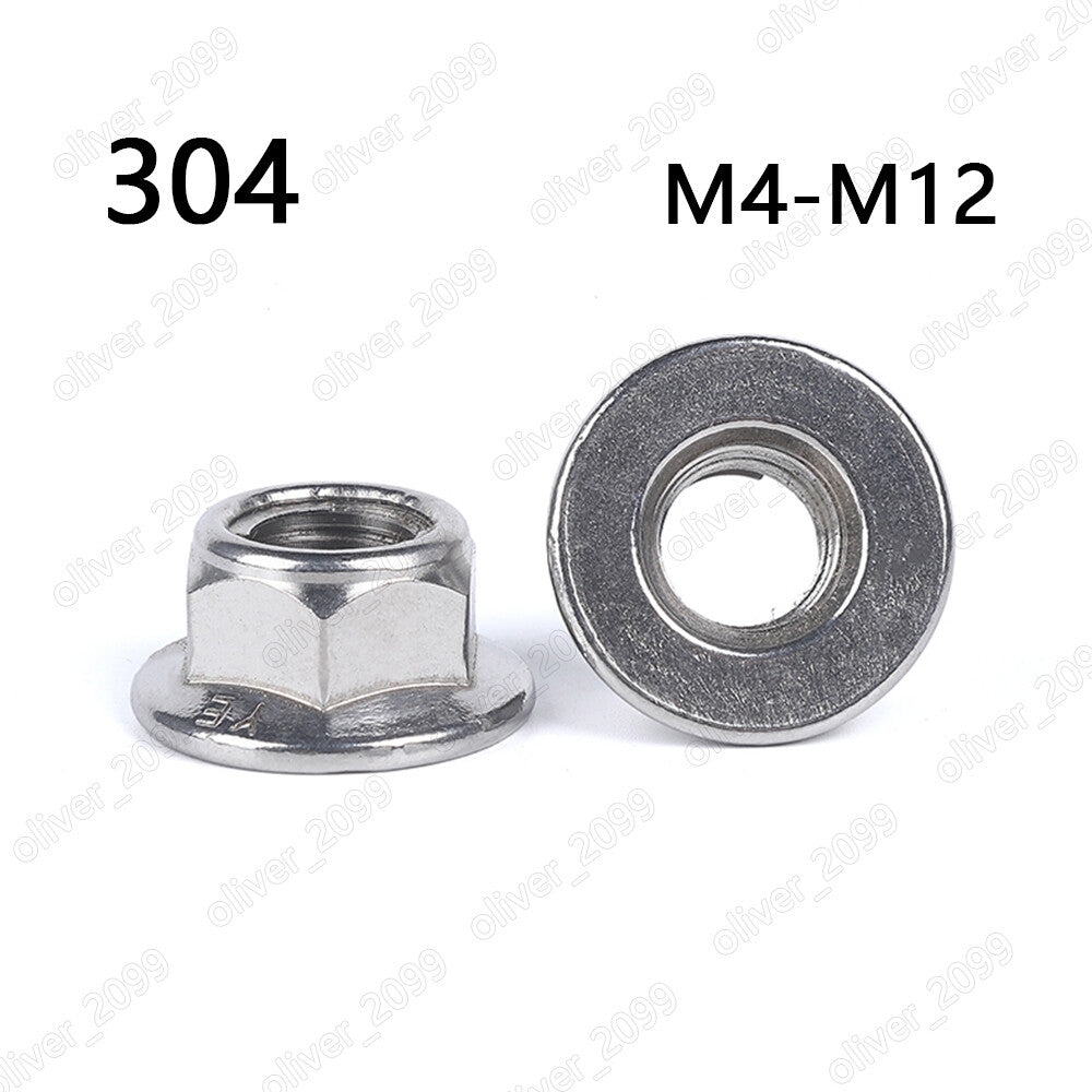 304 Stainless Steel Prevailing Torque Type All-metal Hex Nut Non-Serrated Flange