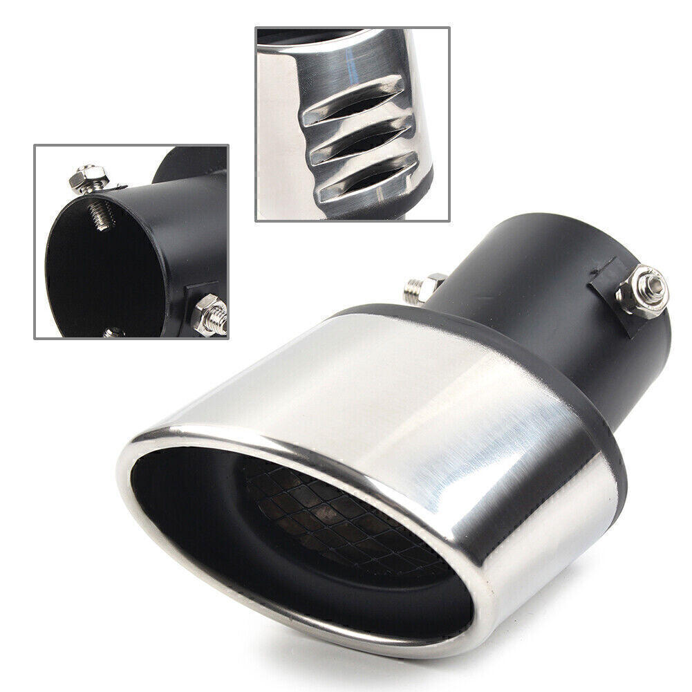 ya 4 6.17.2 Sliver Universal Car Bent Rear Pipe Tail Muffler Tip Round Accessories