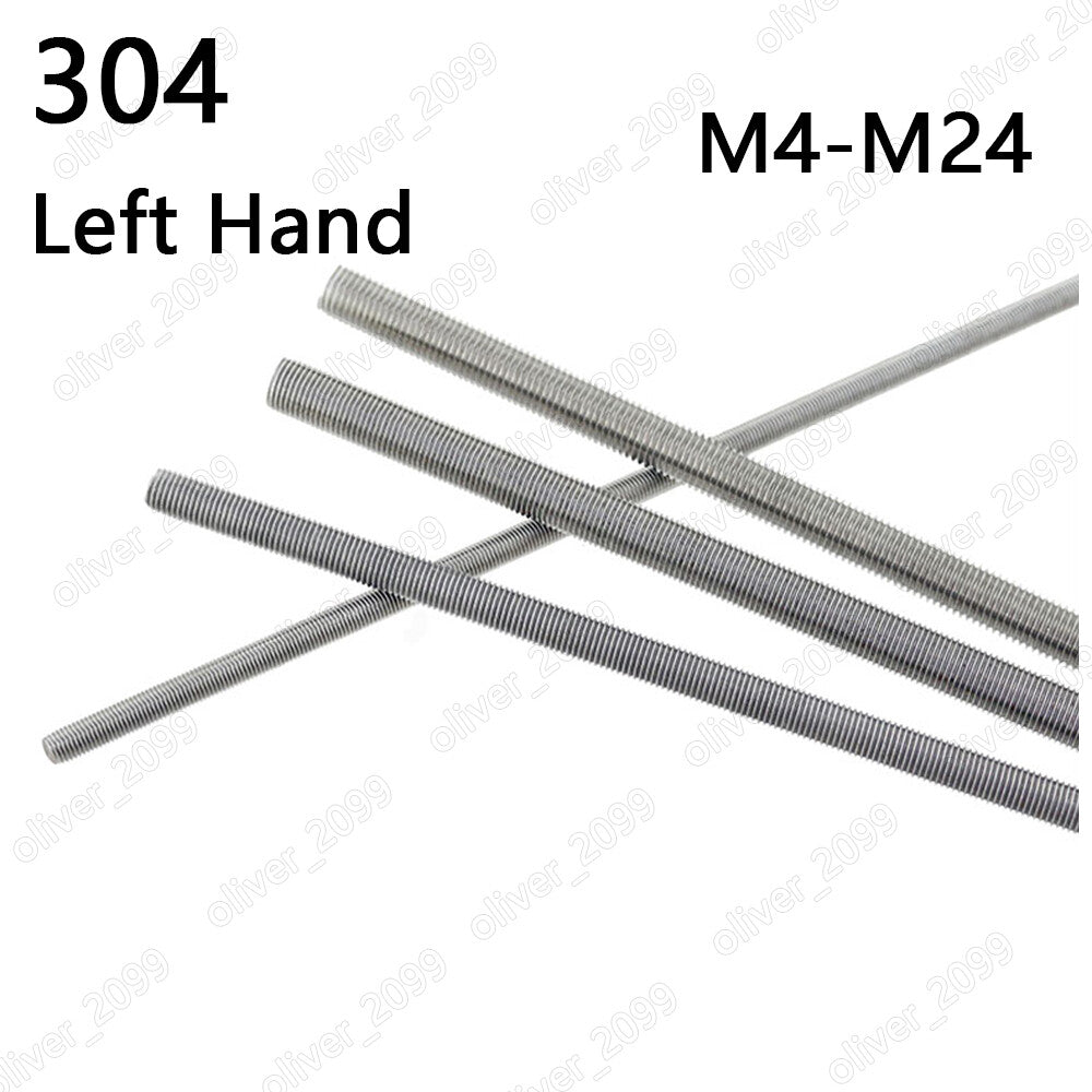 Left Hand 304 Stainless Steel Threaded Rods Metric Thread Studs Bolts M4-M24