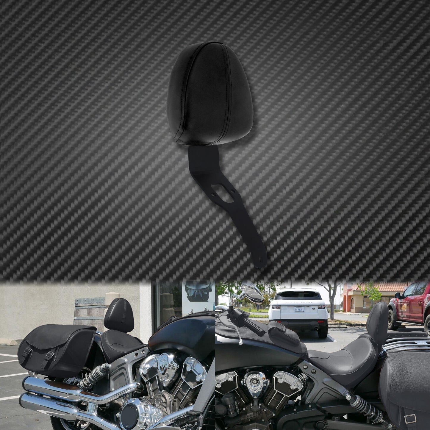 ya 3 6.25.3 Black Front Driver Rider Backrest Pad Fit For Indian Scout 2015-2021 Sixty 16-20