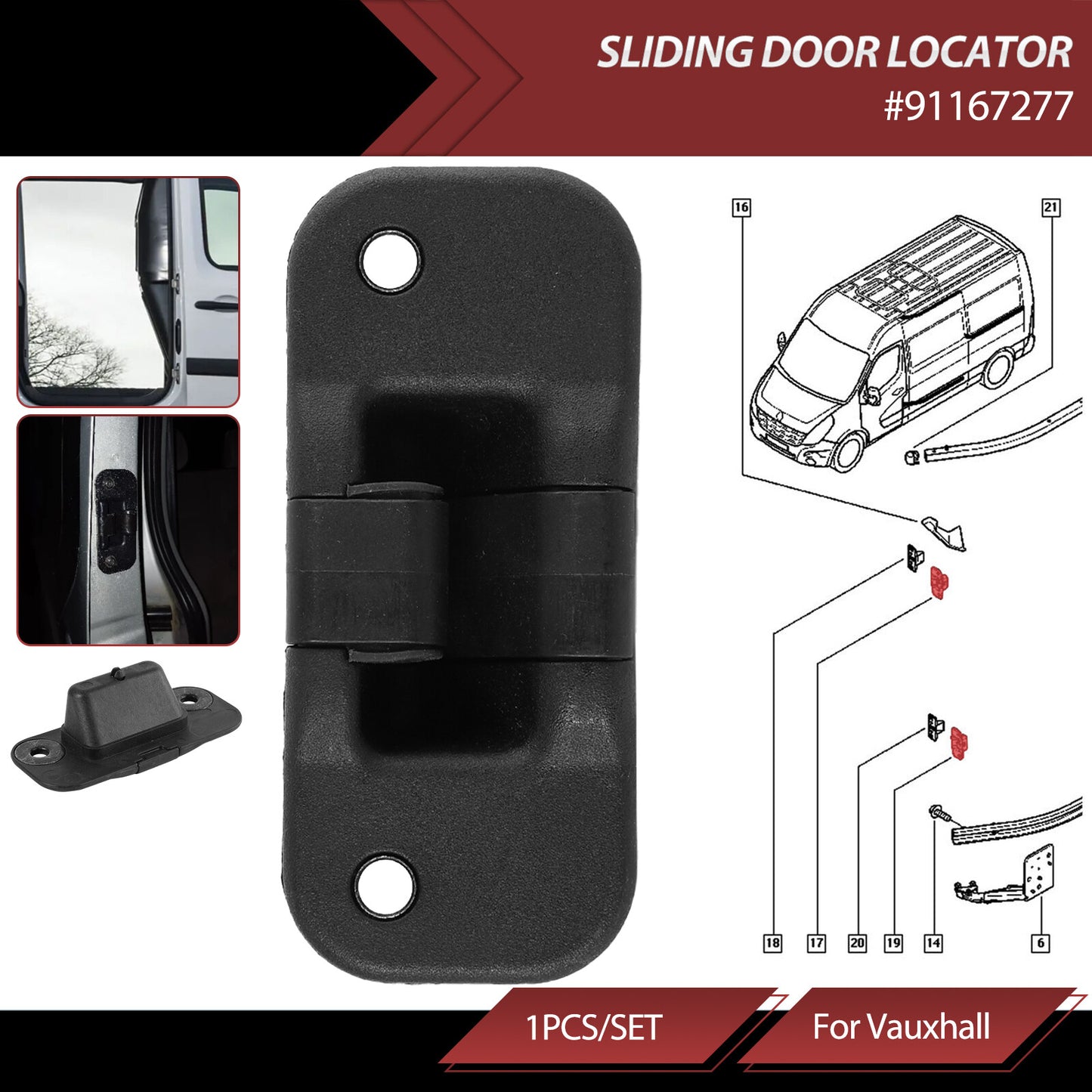 ya 7 6.10 for Vauxhall Trafic Mk2 & Mk3 Female Side Sliding Door Locator Retainer 91167277