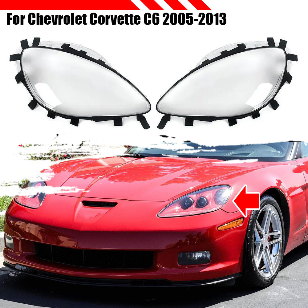 ya 4 6.22 for for Chevrolet for Corvette C6 2005-2013 Clear Headlight Lens Cover w Gaskets Replace
