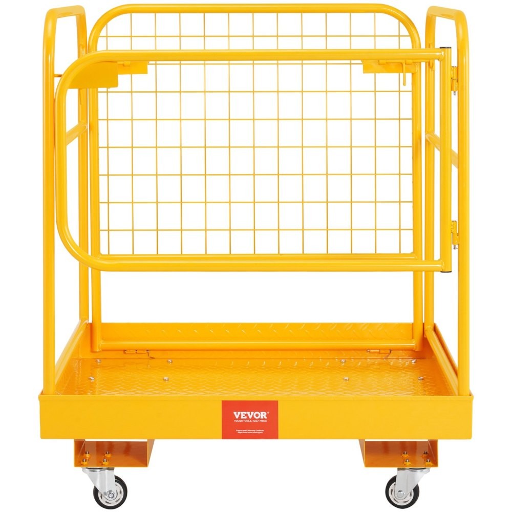 ya 16 1200 LBS Forklift Safety Cage - 36x36 In Folding Work Platform, Lockable Wheels
