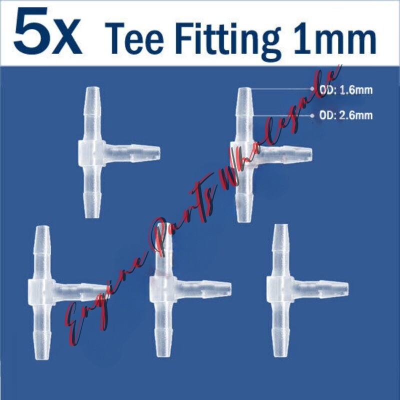 ya 16 5X Tee T 1/16 in 1mm Hose Barb Fitting Plastic Connector Tube Adapter Joiner