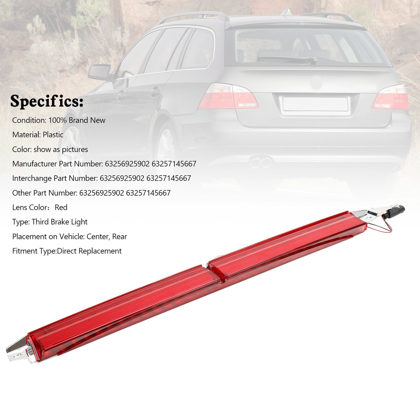 ya 1 8.5.2 Third Brake Light 63256925902 Red For 5 E60 E61 Facelift P1