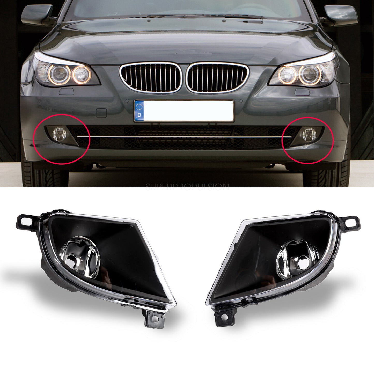 ya 1 8.5.2 For E60 E61 08-10 Clear Lens Pair Bumper Fog Driving Light Lamp Replacement