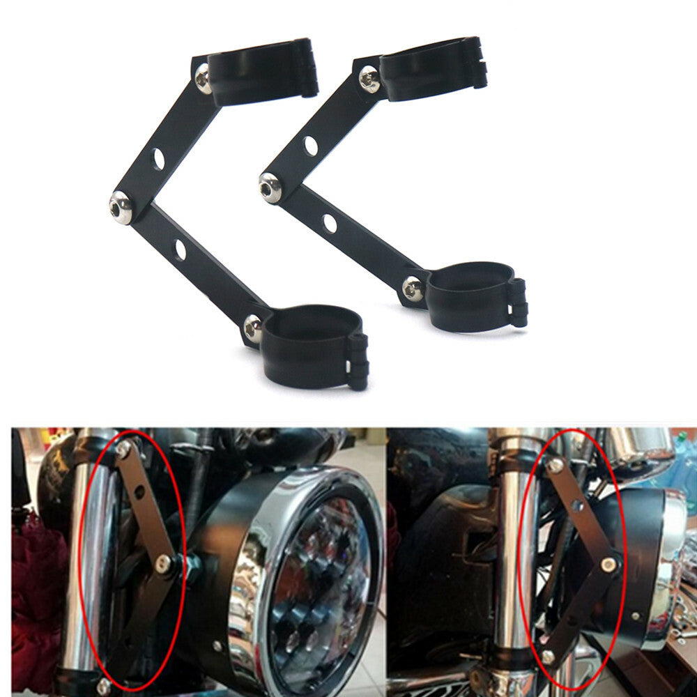 ya 4 6.22 41mm Black Metal Adjustable Headlight Indicator Mounting Fork Bracket for Harley