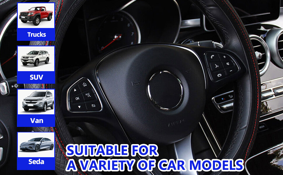 ya 1 7.3 Leather Steering Wheel Cover Universal Standard Size 14.5 Inch -15 Inch Women's Men's