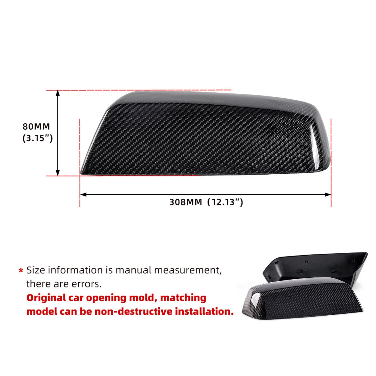 ya 1 8.5.2 For Silverado for Sierra 2014-2019 Glossy Real Carbon Fiber Mirror Cover Caps 2PCS