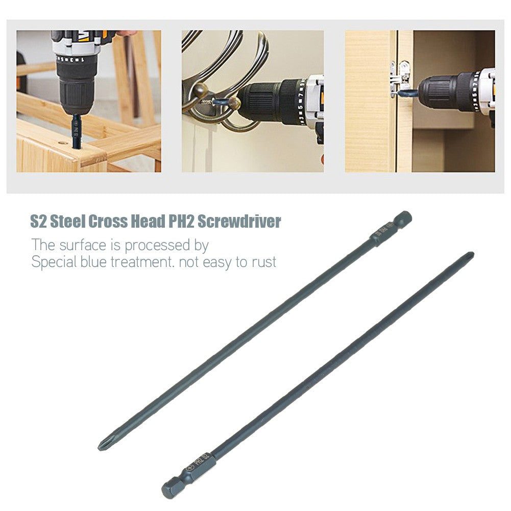 ya 26 10pcs S2 Steel Cross Head PH2 Screwdriver Bits Set 1/4inch Hex Shank 200mm