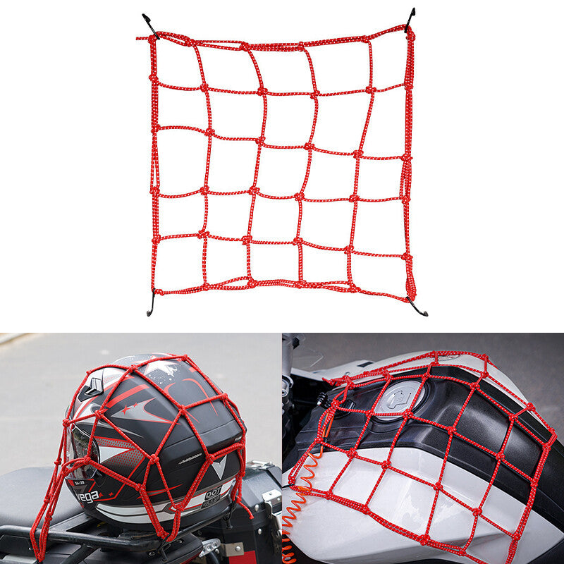 ya 12 5.21 40*40CM Upgraded Reflective Motorcycle Elasticated Luggage Cargo Net Strong Red