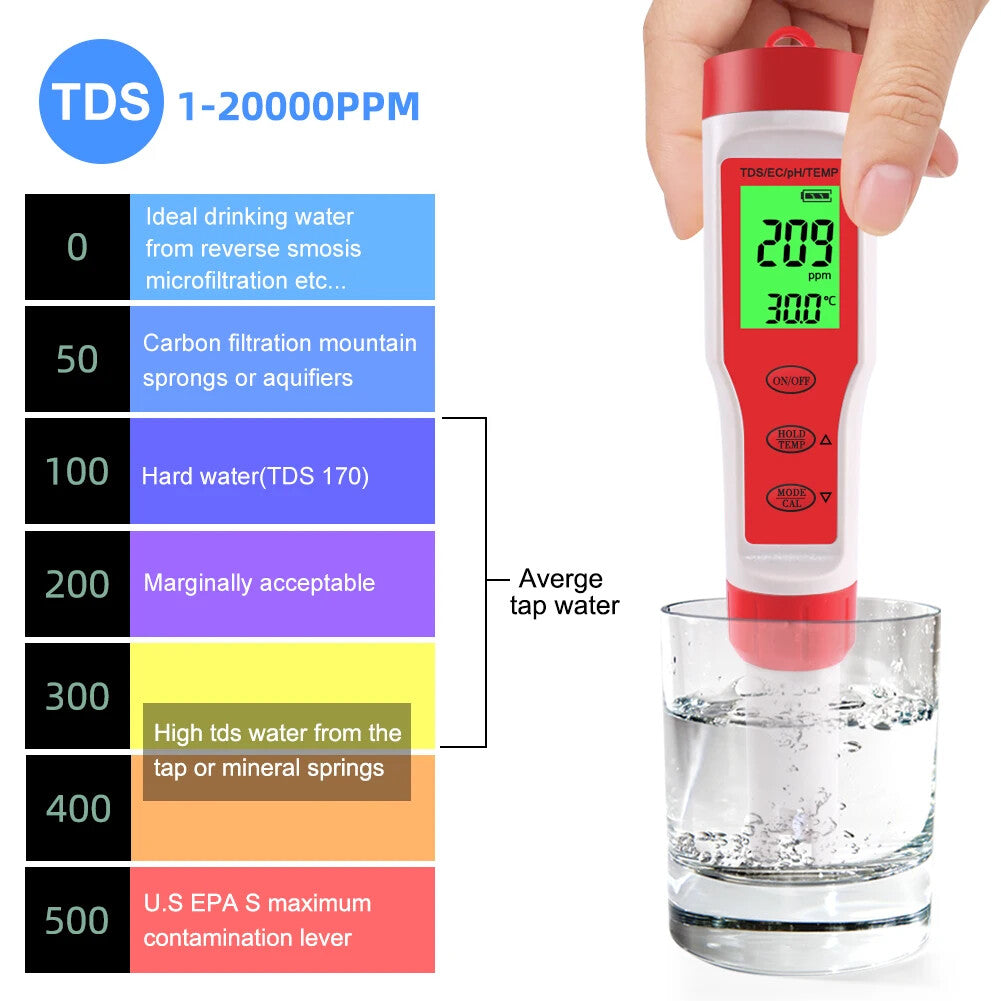 ya 26 TDS PH Meter PH/TDS/EC/Temperature Meter Digital Water Quality Monitor Tester