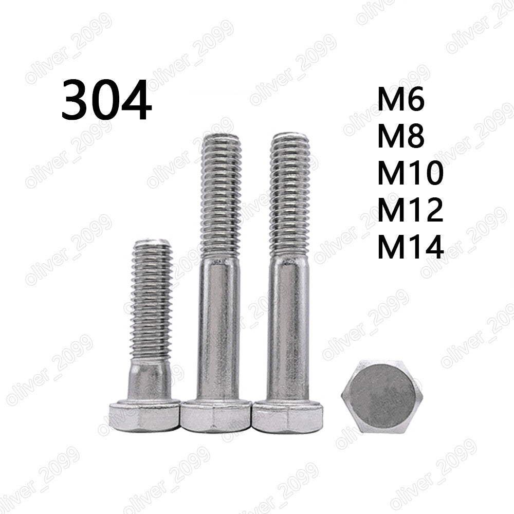 304 Stainless Steel Hexagon Head Bolts Partial Thread DIN931 M6 M8 M10 M12 M14