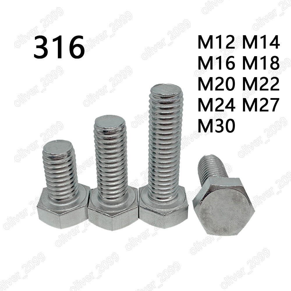316 Stainless Steel Hexagon Bolts Hex Head Cap Screws DIN933 M12 M14 M16 M18-M30