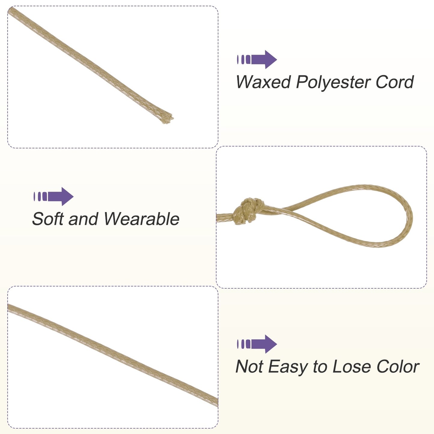 ya 5 8.7 Khaki 1mm Waxed Cord 11 Yard Wax Bead Thread String for Jewelry Make