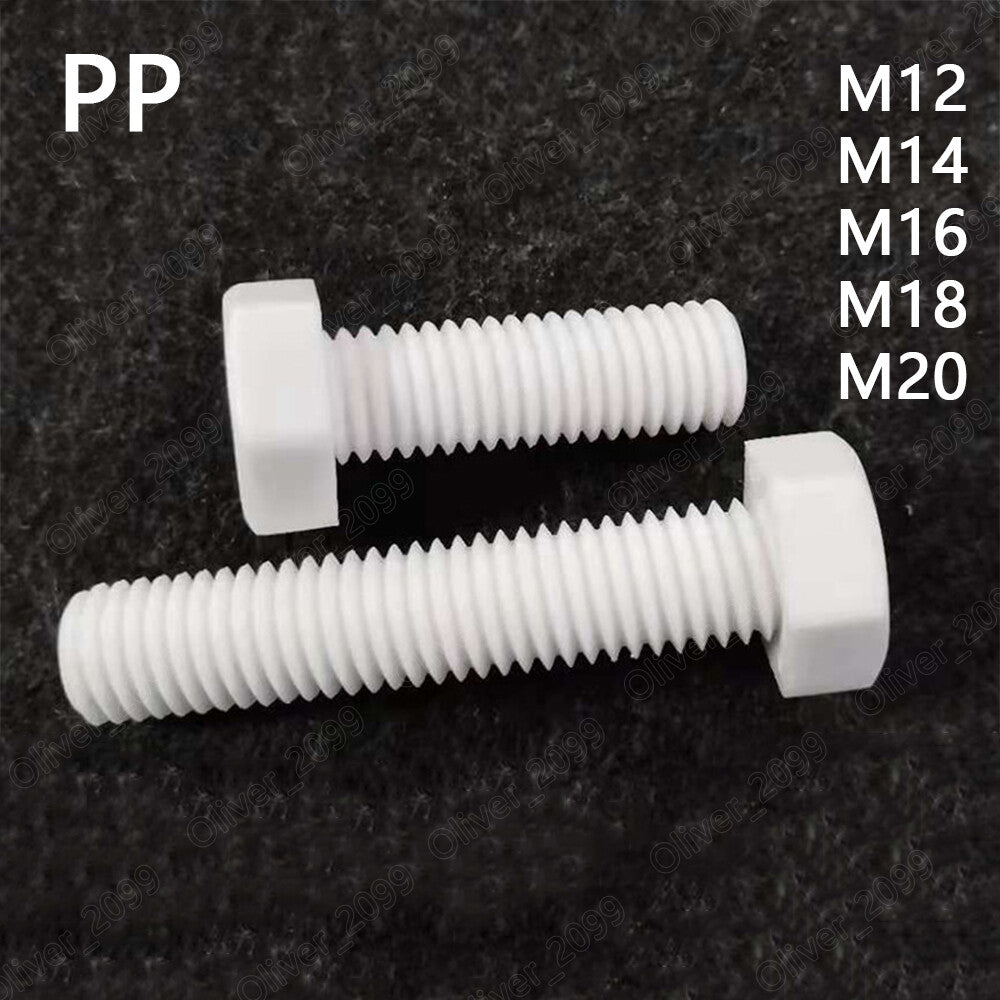 PP Polypropylene Plastic Hexagon Head Screws Cap Head Bolts M12 M14 M16 M18 M20