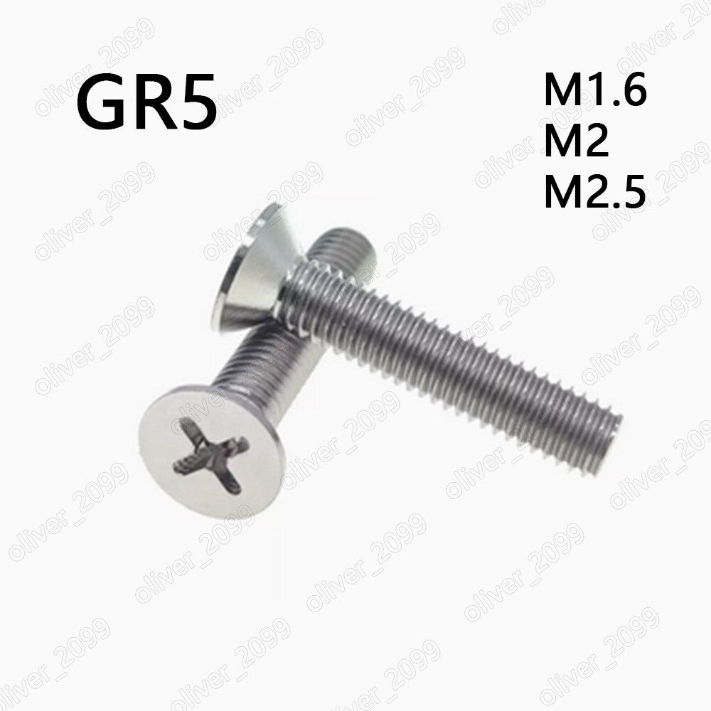 GR5 Titanium Phillips Cross Countersunk Flat Head Screws M1.6 M2 M2.5