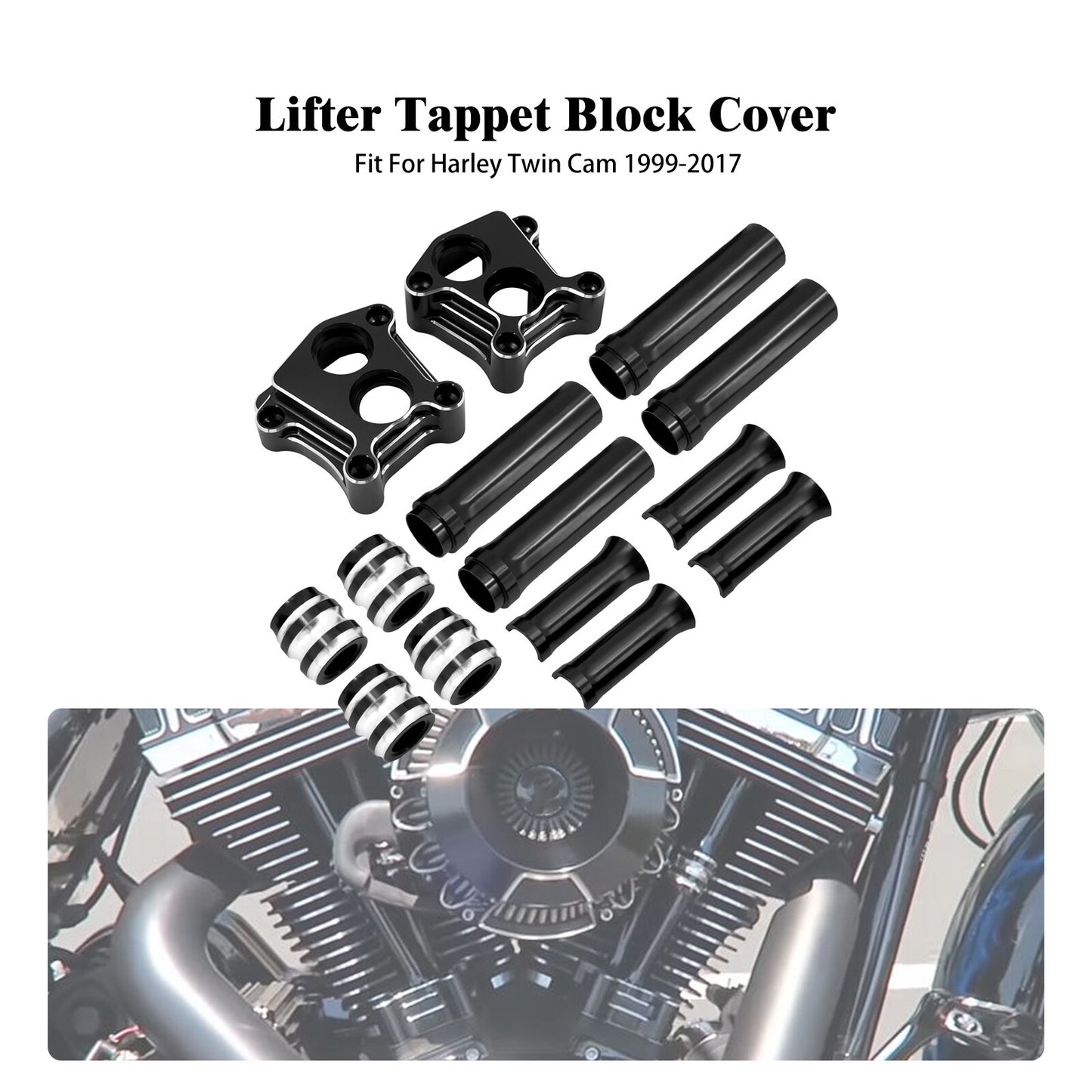 ya 7 6.11 CNC Engine Pushrod Tube Lifter Tappet Block Cover for Harley Touring Twin Cam
