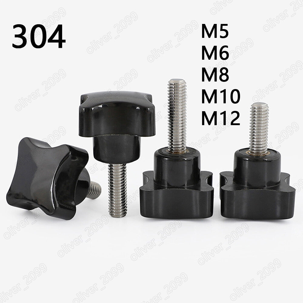 304SS Plastic Four Point Star Hand Knob Tightening Screws M5 M6 M8 M10 M12