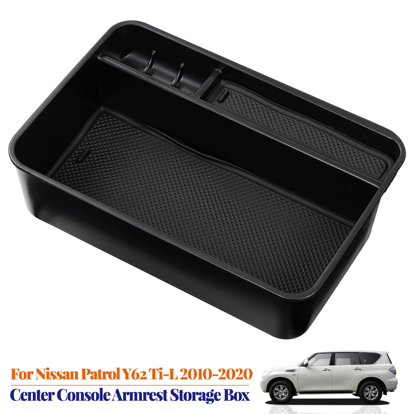 ya 2 6.26 Car Center Console Armrest Storage Box Tray for Nissan Patrol Y62 Ti-L 2010-2020