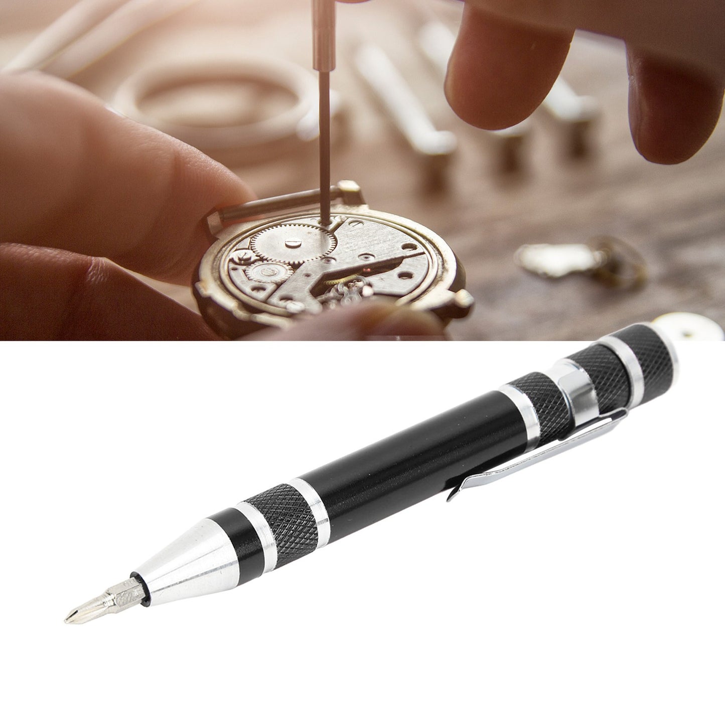 ya 26 Black Pocket Screwdriver 8 In 1 Hand Pen Screwdriver Magnetic Type