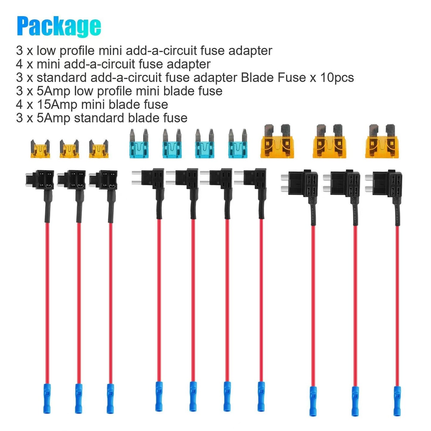 ya 1 7.8 10Pcs Fuse TAP Adapter Kit 12V Car Add-a-circuit Standard ATM APM Blade Fuse