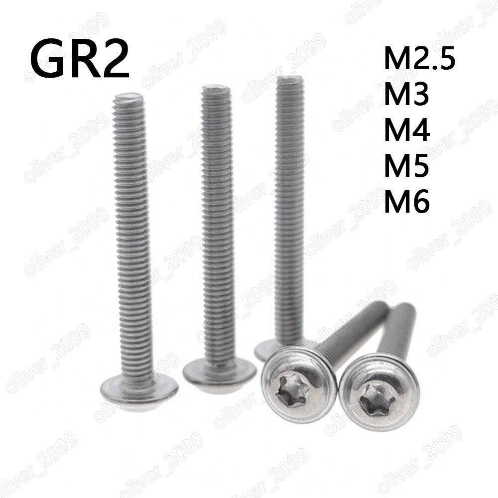 Titanium GR2 TORX Socket Button Head Screws With Collar M2.5/M3/M4/M5/M6