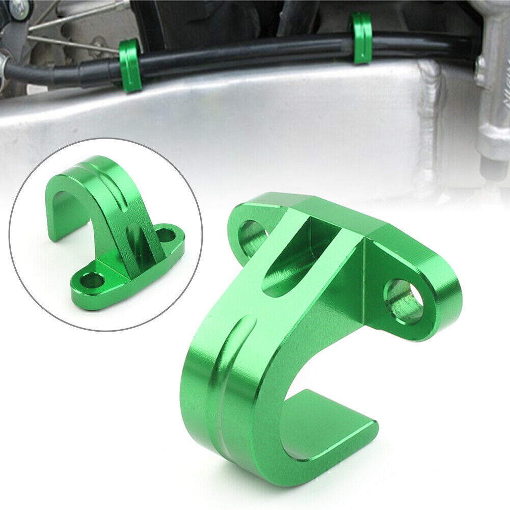 ya 4 6.17.2 1x Motorcycle Green Rear Brake Line Hose Snap Clamp for Kawasaki KX250F KX450F