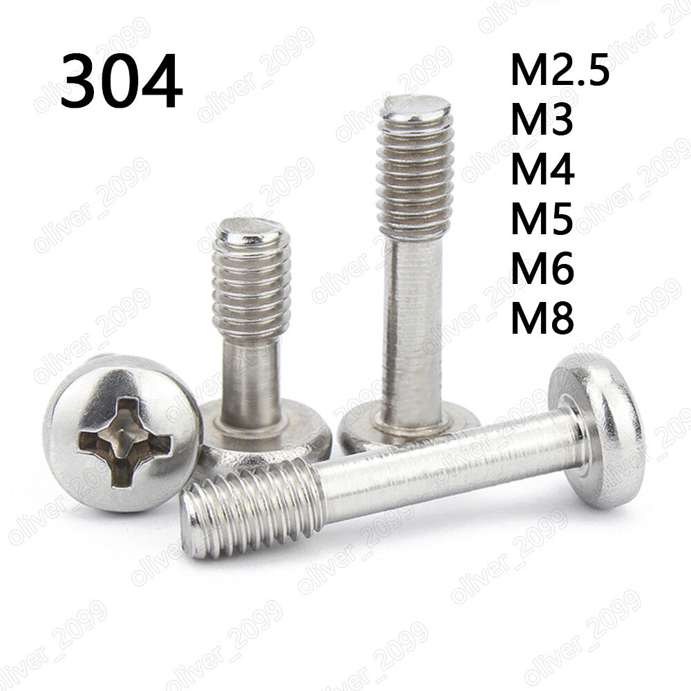 304 Stainless Steel Phillips Cross Pan Head Screws With Waisted Shank M2.5 M3-M8