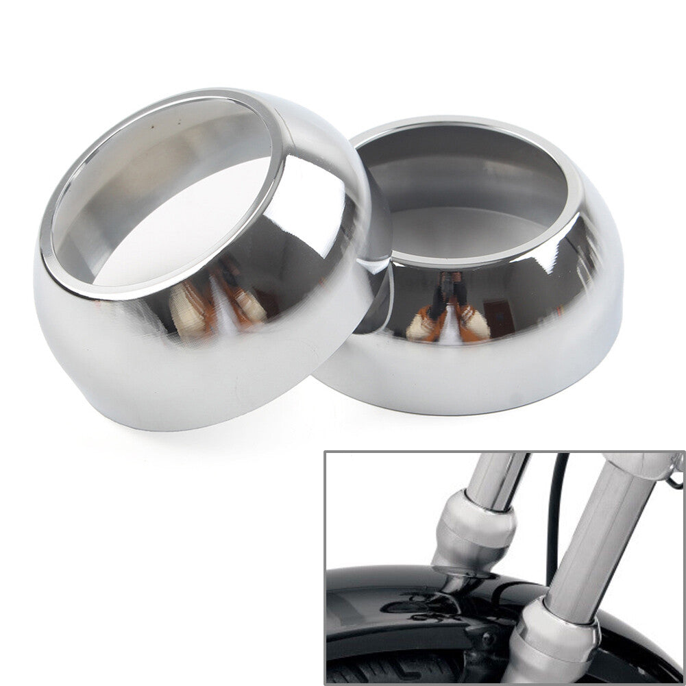 ya 4 6.17.2 2pcs Front Fork Boot Cap Covers 39mm Chrome for Harley Sportster Dyna FXR FXD