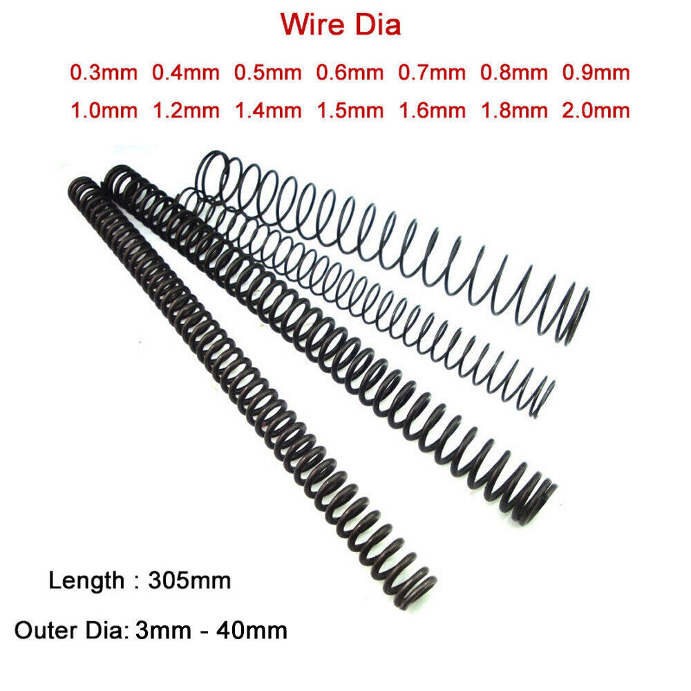 Compression Spring Long 305mm Black Steel Small Springs Wire Diameter 0.3mm-2mm