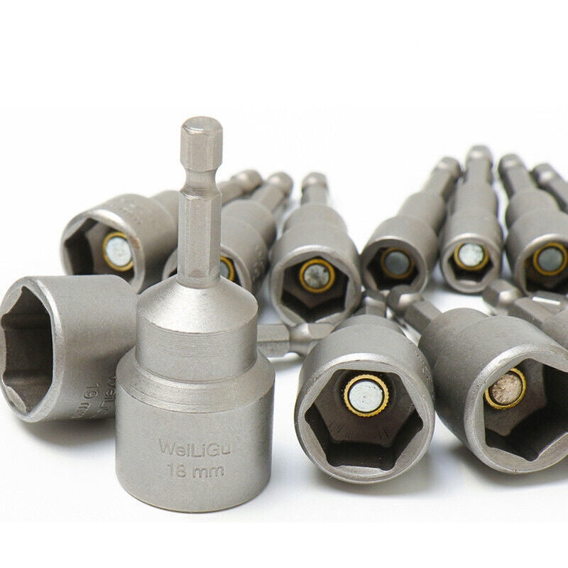 1/4 Hex Shank Magnetic Socket Nut Driver Drill Bit Adapter 6mm-24mm