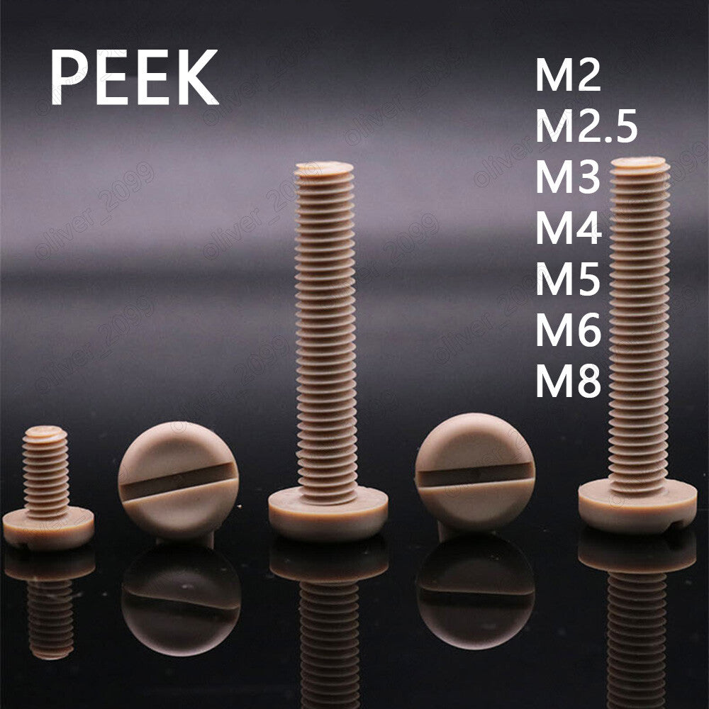PEEK Plastic Slotted Pan Head Screws M2 M2.5 M3 M4 M5 M6 M8