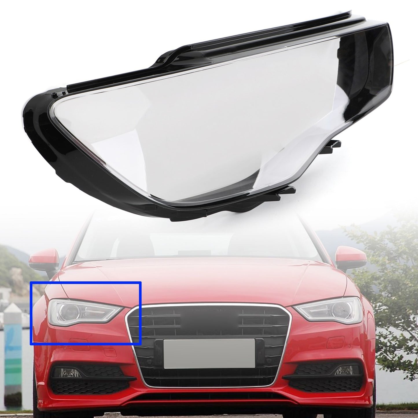 ya 1 8.5.1 Headlight Cover Headlamp Lens Right for Audi A3 2013-2016 Clear