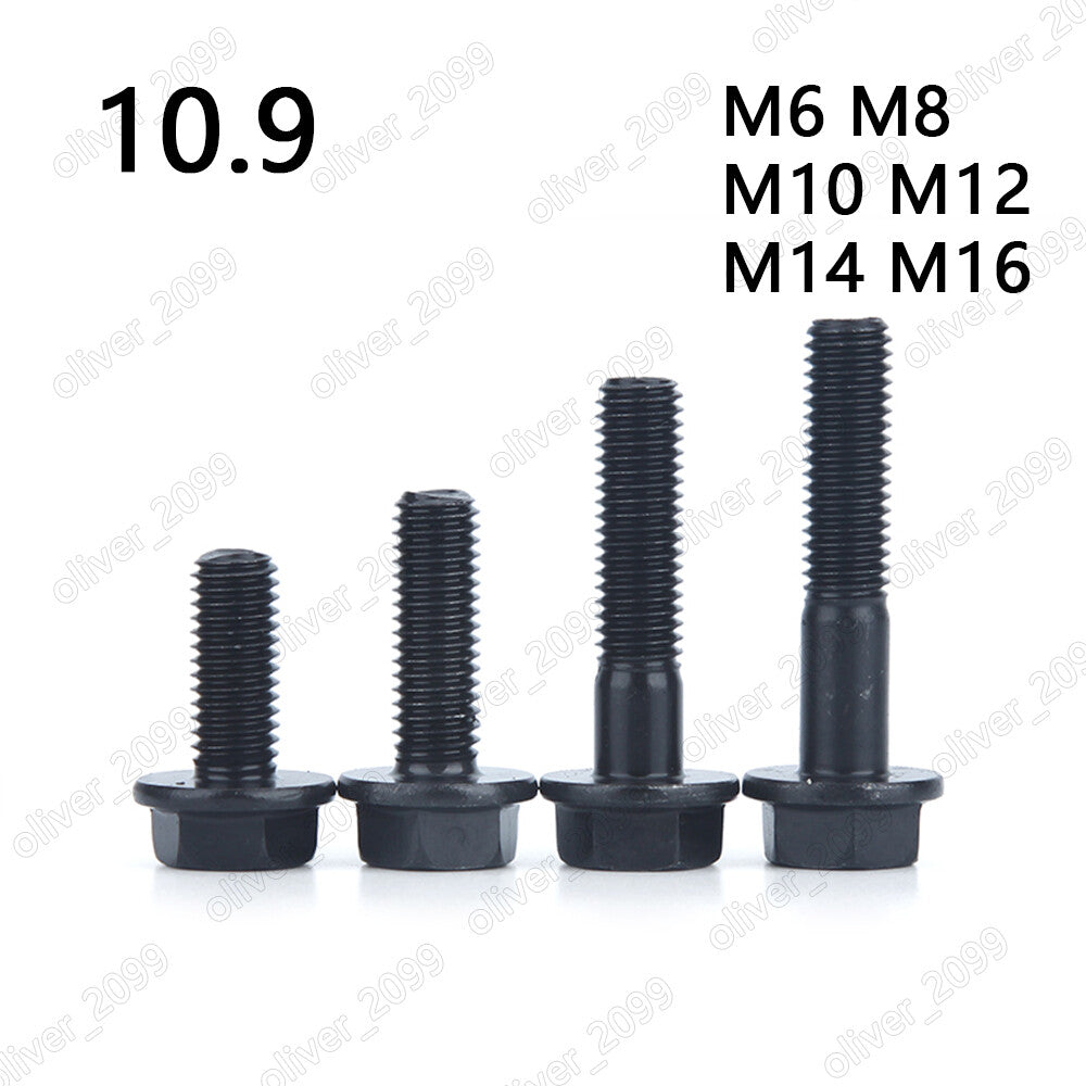 Black 10.9 Steel Hexagon Flange Bolts Heavy Series M6 M8 M10 M12 M14 M16
