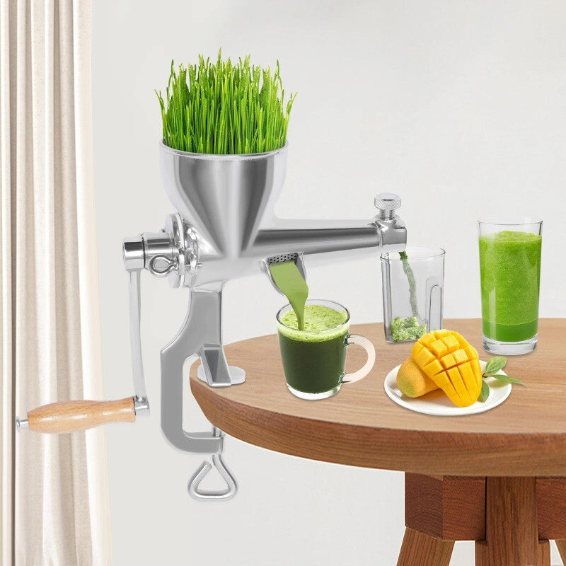 ya 26 8.1 Stainless Steel Manual Juicer with Screw Clamps Silver Wheatgrass Juicera