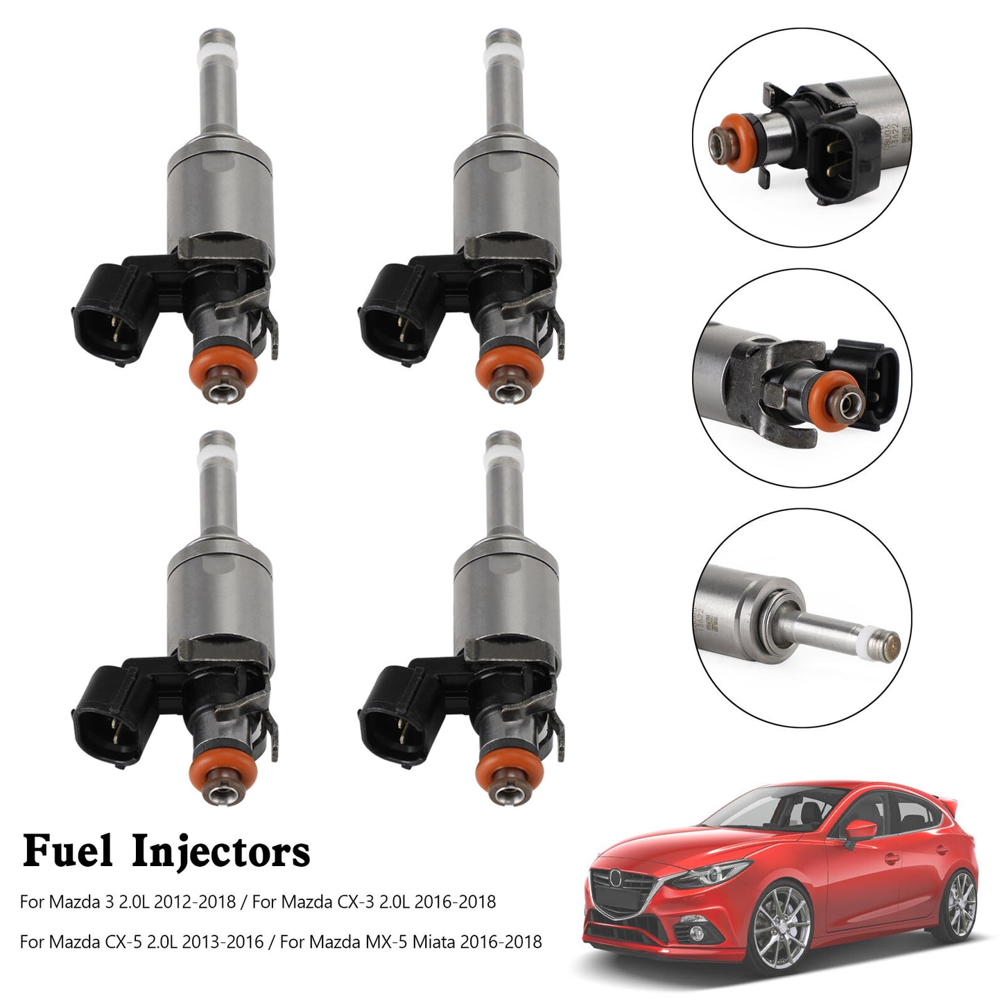 ya 1 8.5.3 4PCS Fuel Injectors PE01-13-250C for Mazda 3 CX-3 CX-5 2.0 2012-18 PE01-13250B