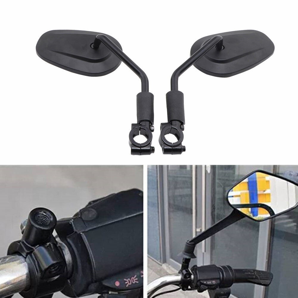 ya 4 6.21 Black 25mm Handlebar Mount Clamp Aluminium Oval Rearview Side Mirrors for Harley
